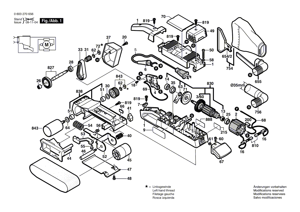 Skil pbs75ae 0603270656 Parts - Belt Sander