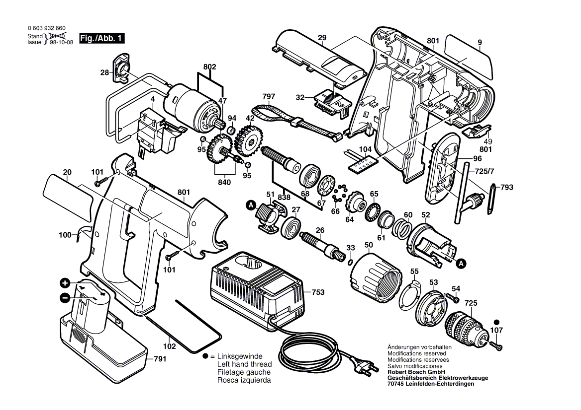 Bosch psr-7,2-ve-2 - 0603932661 Tool Parts