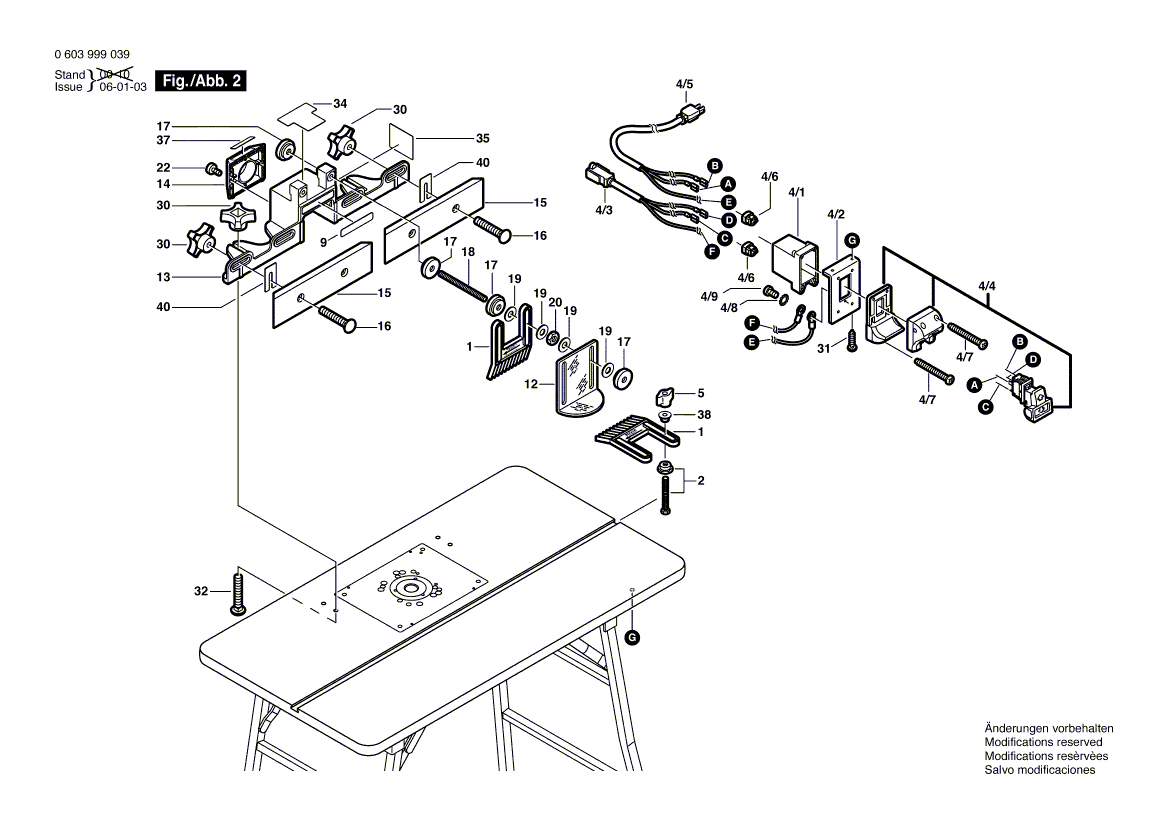 Bosch ra1200 - 0603999039 Tool Parts