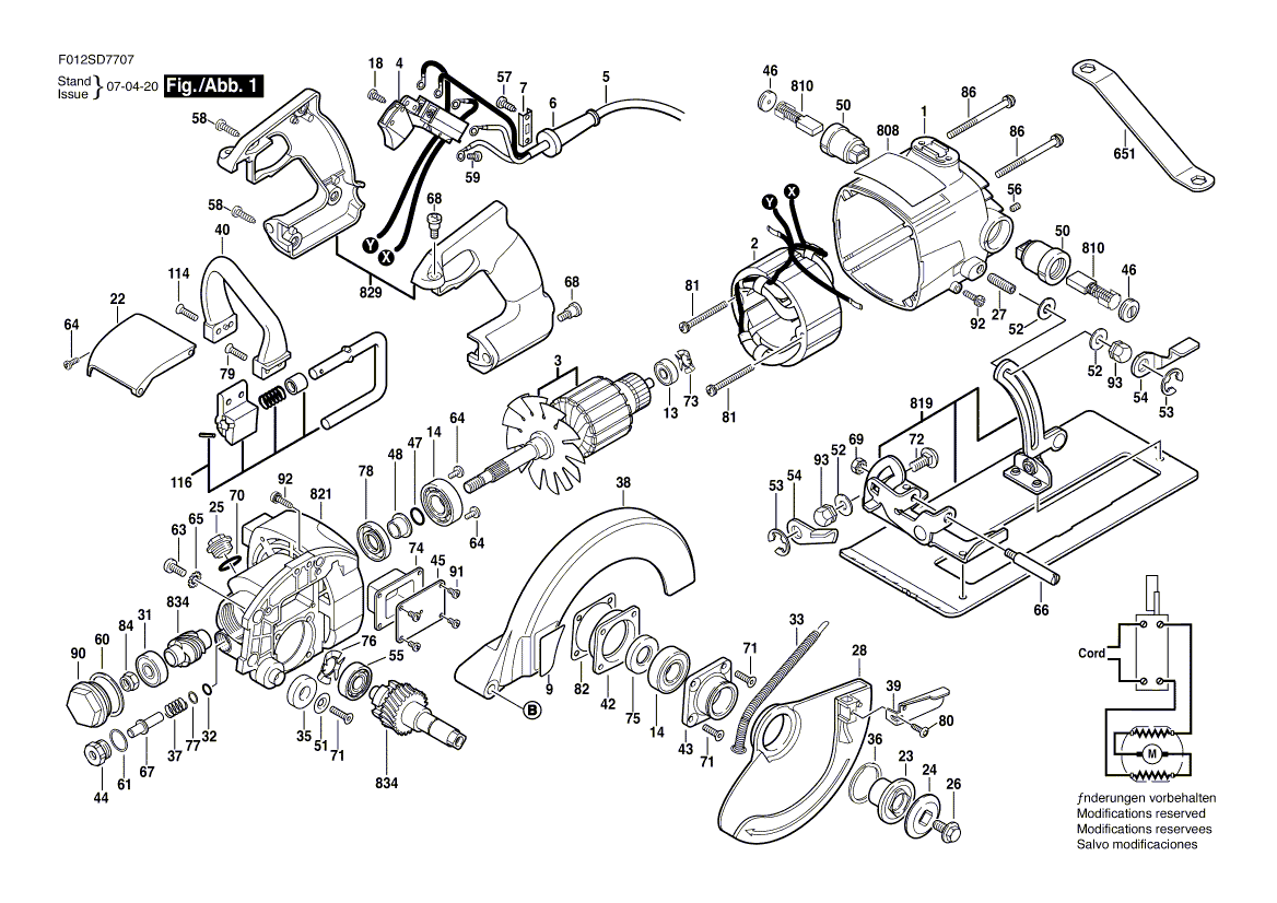 shd77m f012sd7707 Parts - Worm Drive Saw