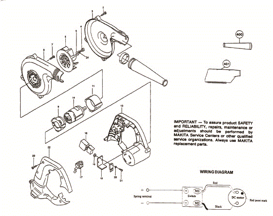 Makita ub141dz Parts - Cordless Blower