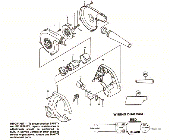 Makita ub181dz Parts - Cordless Blower