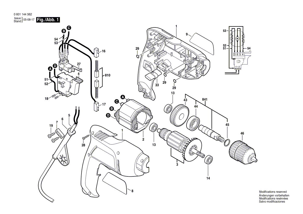 Bosch 1005vsr 0601144562 Tool Parts Bosch Electric Drills