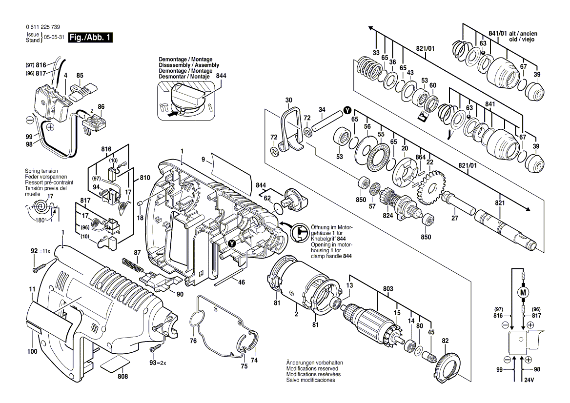 Bosch 11225vsr 0611225739 Tool Parts Bosch Hammer Drill Parts