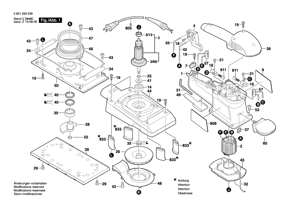 Bosch 1293 d 0601293039 Tool Parts Bosch Sander Parts Bosch