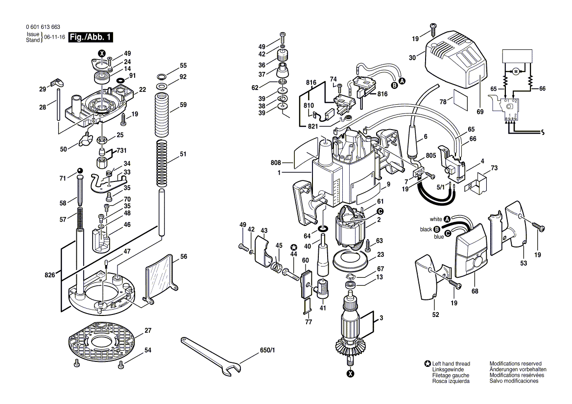 Bosch 1613aevs 0601613663 Tool Parts Bosch Router Parts