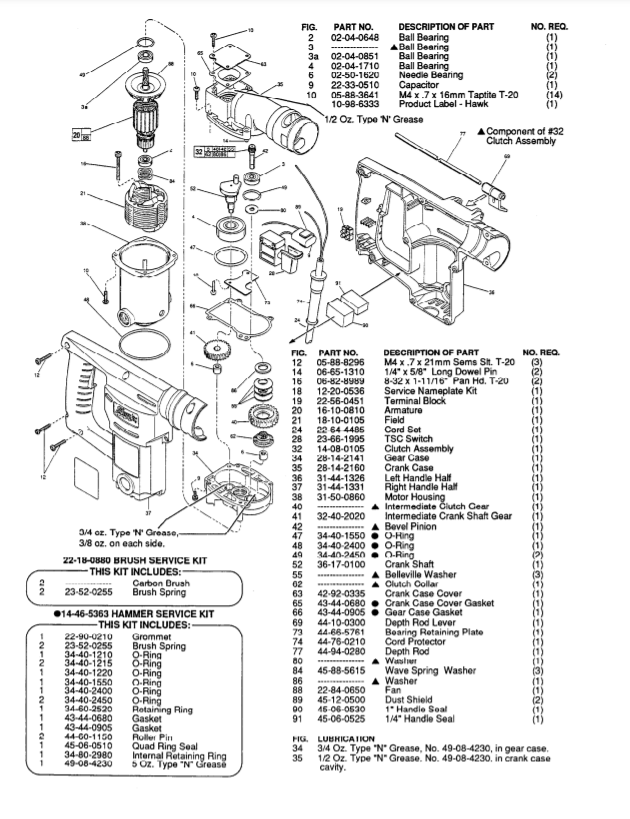 Milwaukee 5362 55 707a Parts 1 Rotary Hammer Milwaukee Rotary Hammers Parts Milwaukee 