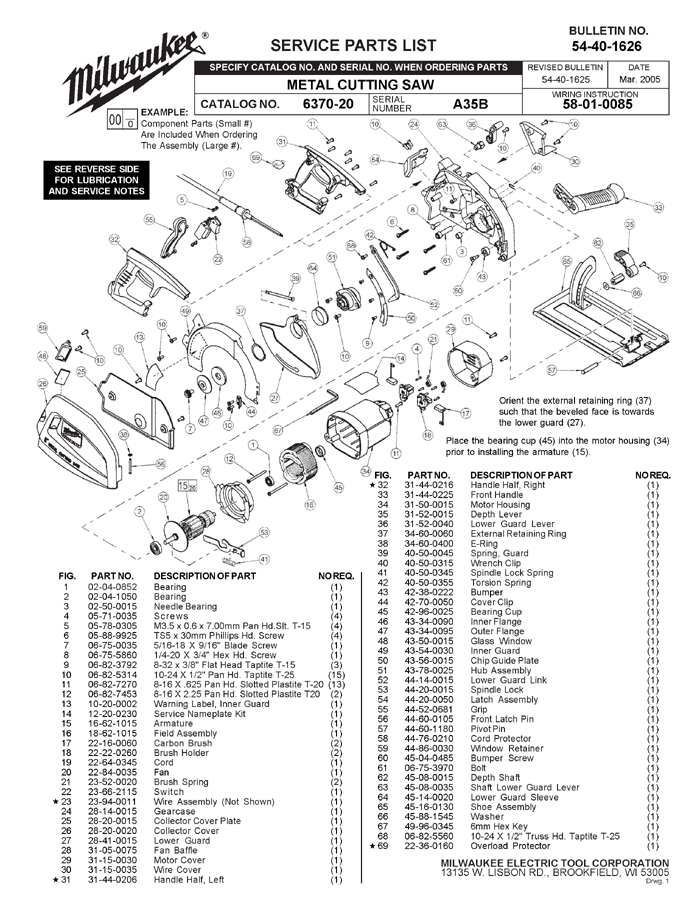 Milwaukee skill 2025 saw parts