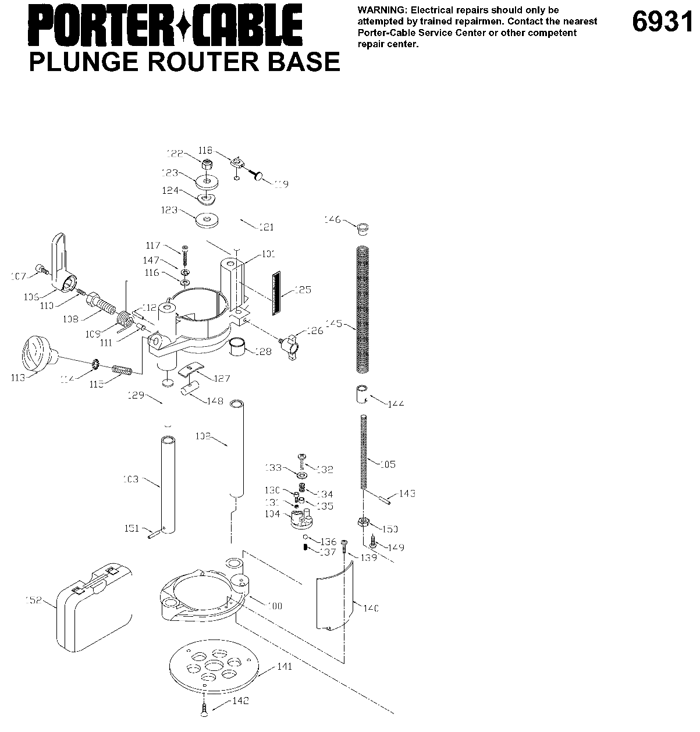 Porter Cable 6931 Router Parts (Type 2) - Porter-Cable Router