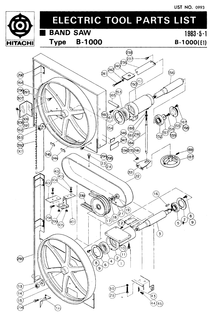 Hitachi B-1000 Parts - Bandsaw - Hitachi Bandsaw Parts - Hitachi Parts ...
