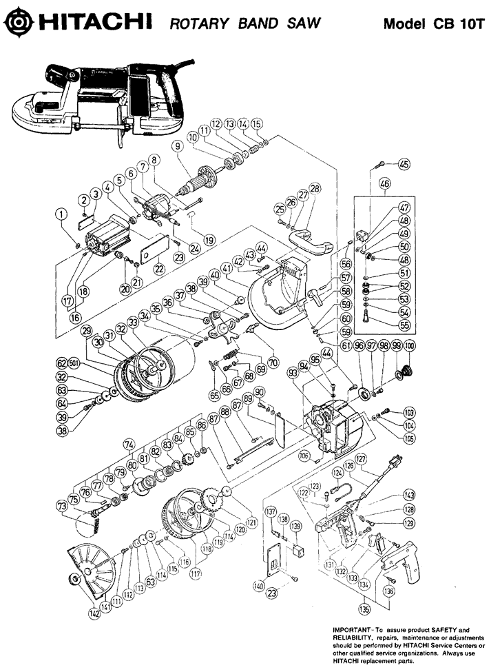 Hitachi CB10T Parts - Bandsaw - Hitachi Bandsaw Parts - Hitachi Parts ...