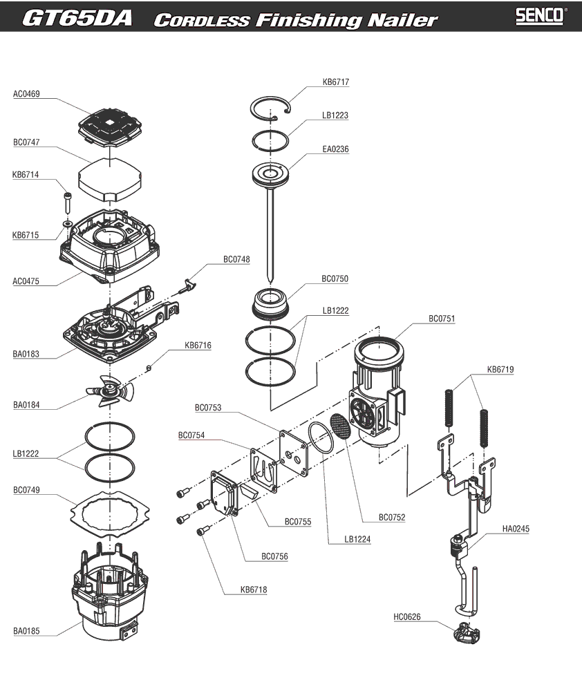 Senco GT65DA Parts - Nailer - Senco Nailer Parts - Senco Parts - Tool Parts
