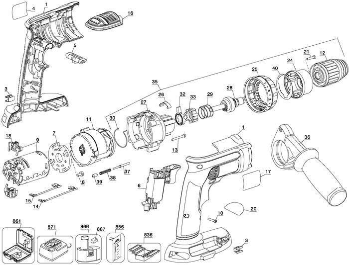 DeWalt dc936va 1 Parts Cordless Hammerdrill DeWALT Hammerdrill