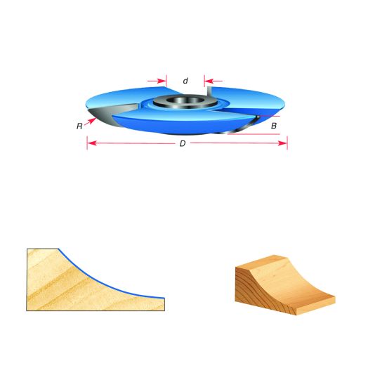 Amana Tool SC500 Carbide Tipped 3-Wing Cove Raised Panel 5-1/2 D x 5/8 CH x 1 & 1-1/4 Bore Shaper Cutter for 3/4 Material