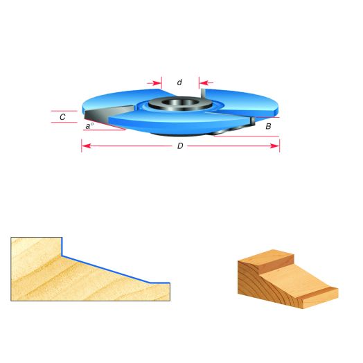 Amana Tool SC504 Carbide Tipped 3-Wing Traditional Raised Panel 17 Deg x 5-1/2 D x 5/8 CH x 1 & 1-1/4 Bore Shaper Cutter for 3/4 Material