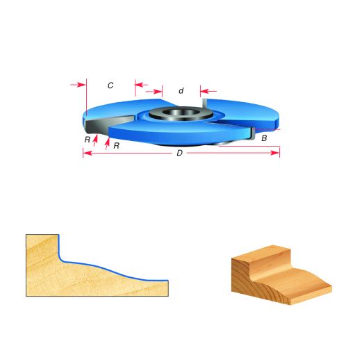 Amana Tool SC654 Carbide Tipped Ogee Stile & Rail Cabinet Door 5/32 R x 3-9/16 D x 1-3/16 CH x 1/2 & 3/4 Bore Shaper Cutter Set for 1 Inch Material